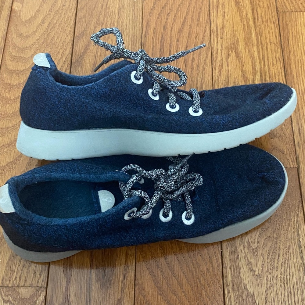 Womens Allbirds Navy Blue Gray Wool Runners Sneakers PO‎ 0124 Size 9